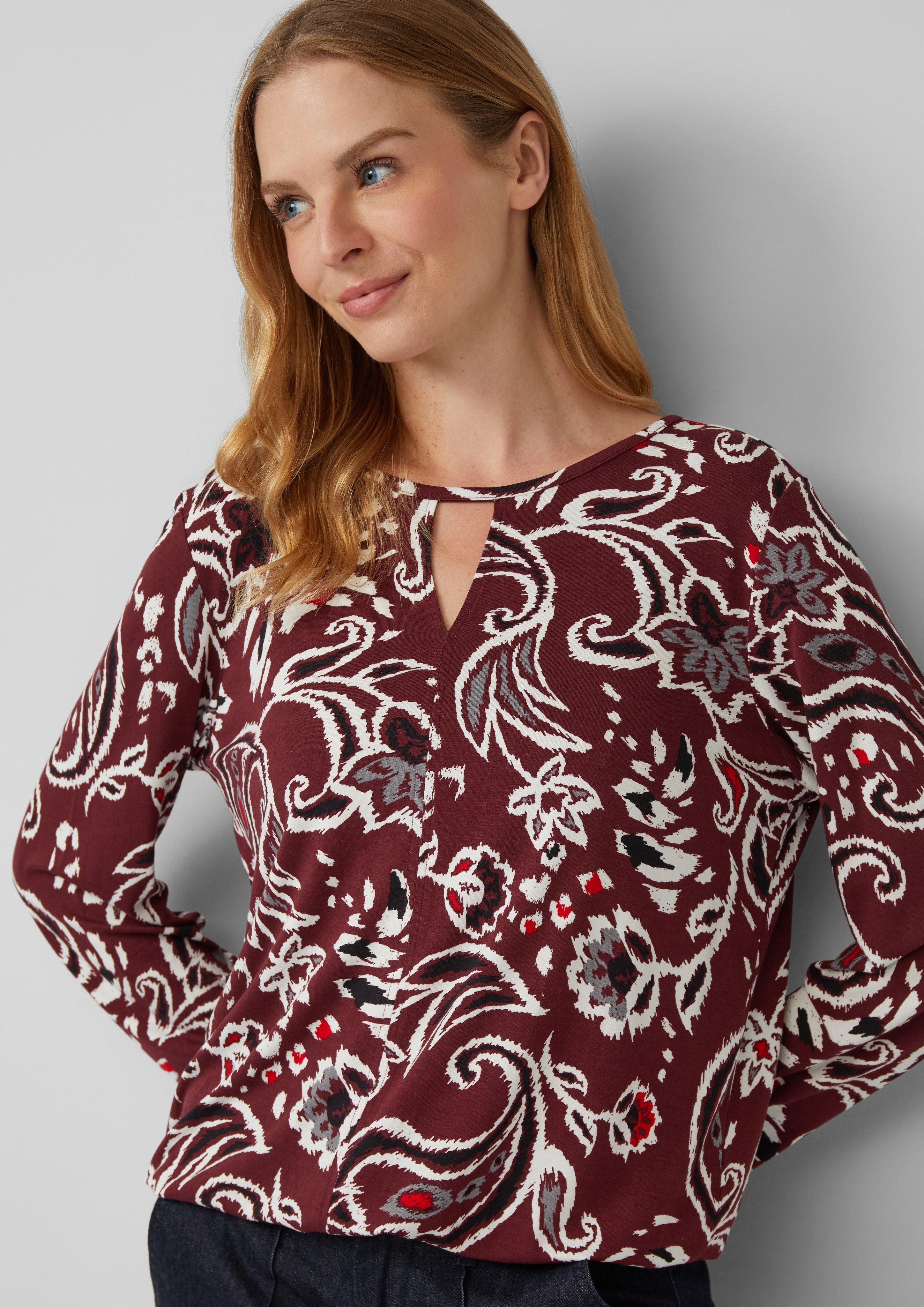 s.Oliver Langarmshirt Gemusterte Bluse im Relaxed günstig online kaufen