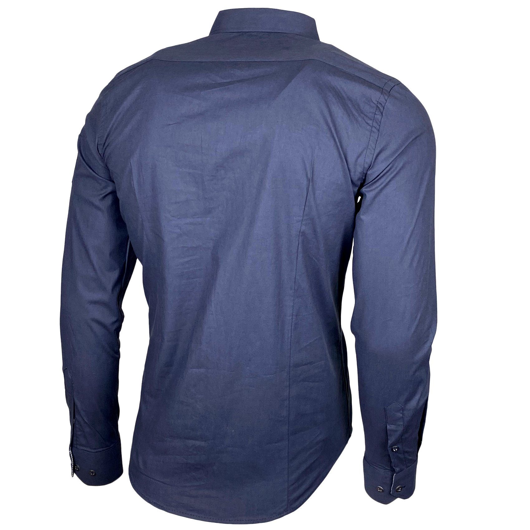 Baxboy Langarmhemd Baxboy Edel Dezent Herren Hemd Stickerei Hemden Kontrast Langarm B-508