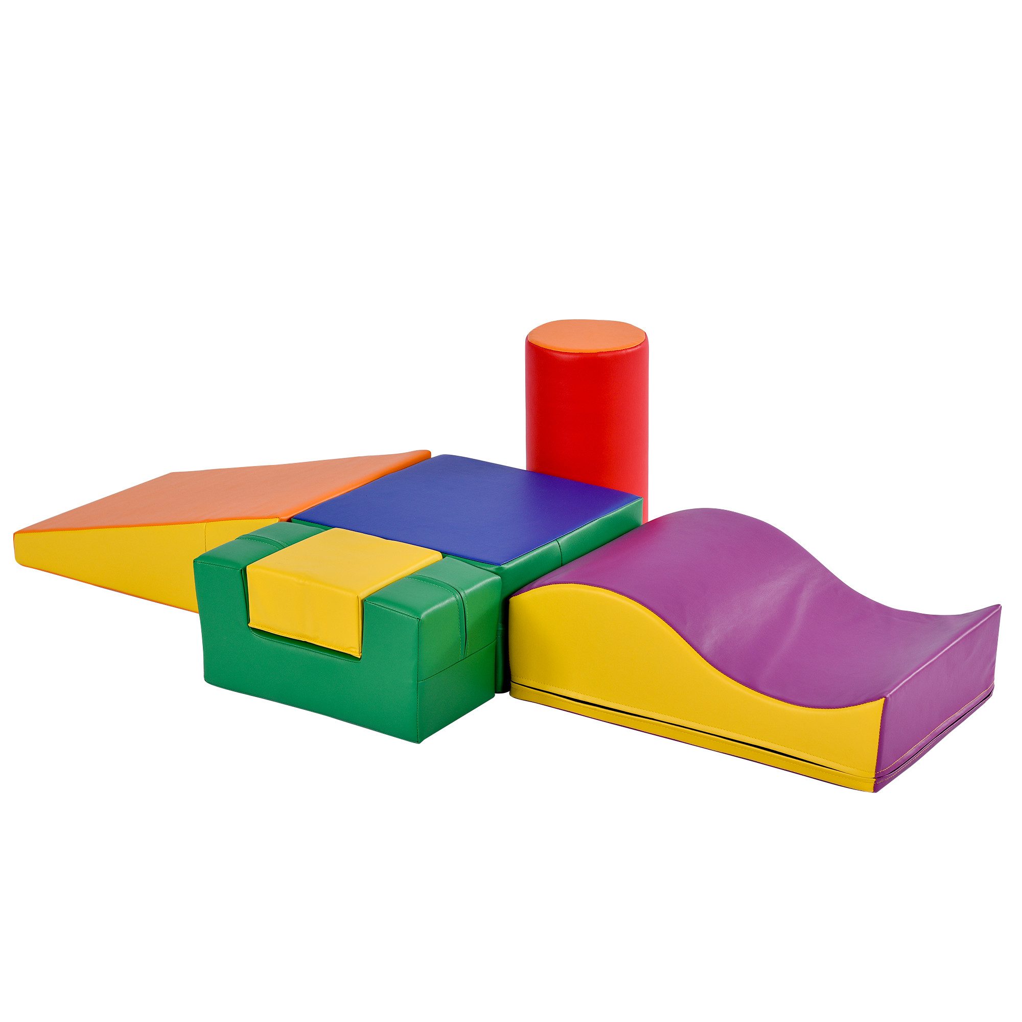 MODFU Riesenbausteine zum Toben & Klettern Spielbausteine, (Im Vorschulalter & Babys Softbausteine, bunt., 6 St., Treppe und Rutsche für Kinder - Spielzeug zum Klettern)