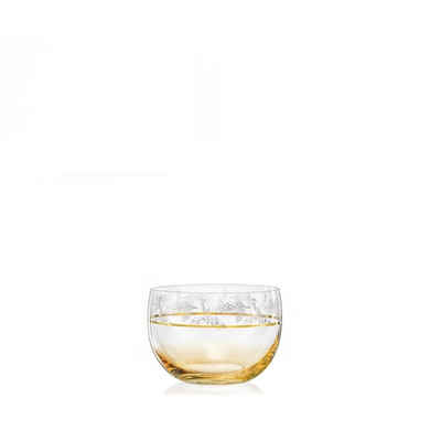 Crystalex Dekoschale Schale Kristallglasschale Excelsior 200 mm (Einzelstück, 1 St., 1 x Schale), Kristallglas, honigfarbig, Goldrand