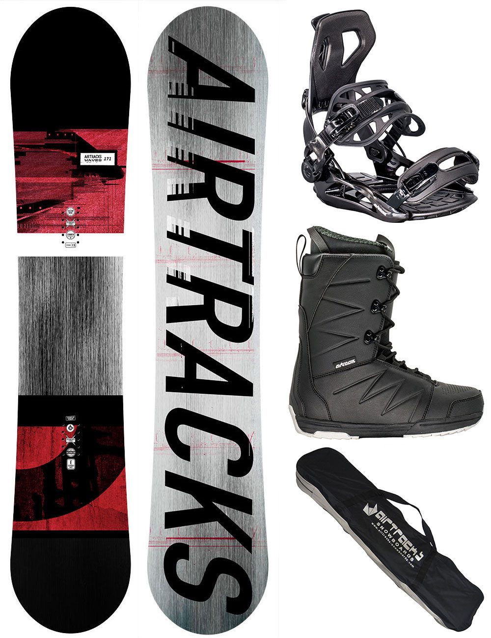 Airtracks Snowboard Herren Snowboard Komplett Set Waves »Mod. 25/26 (Set, 4 St)