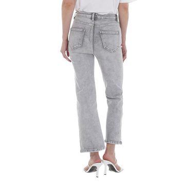 Ital-Design High-waist-Jeans Damen Freizeit Stretch Bootcut Jeans in Hellgrau