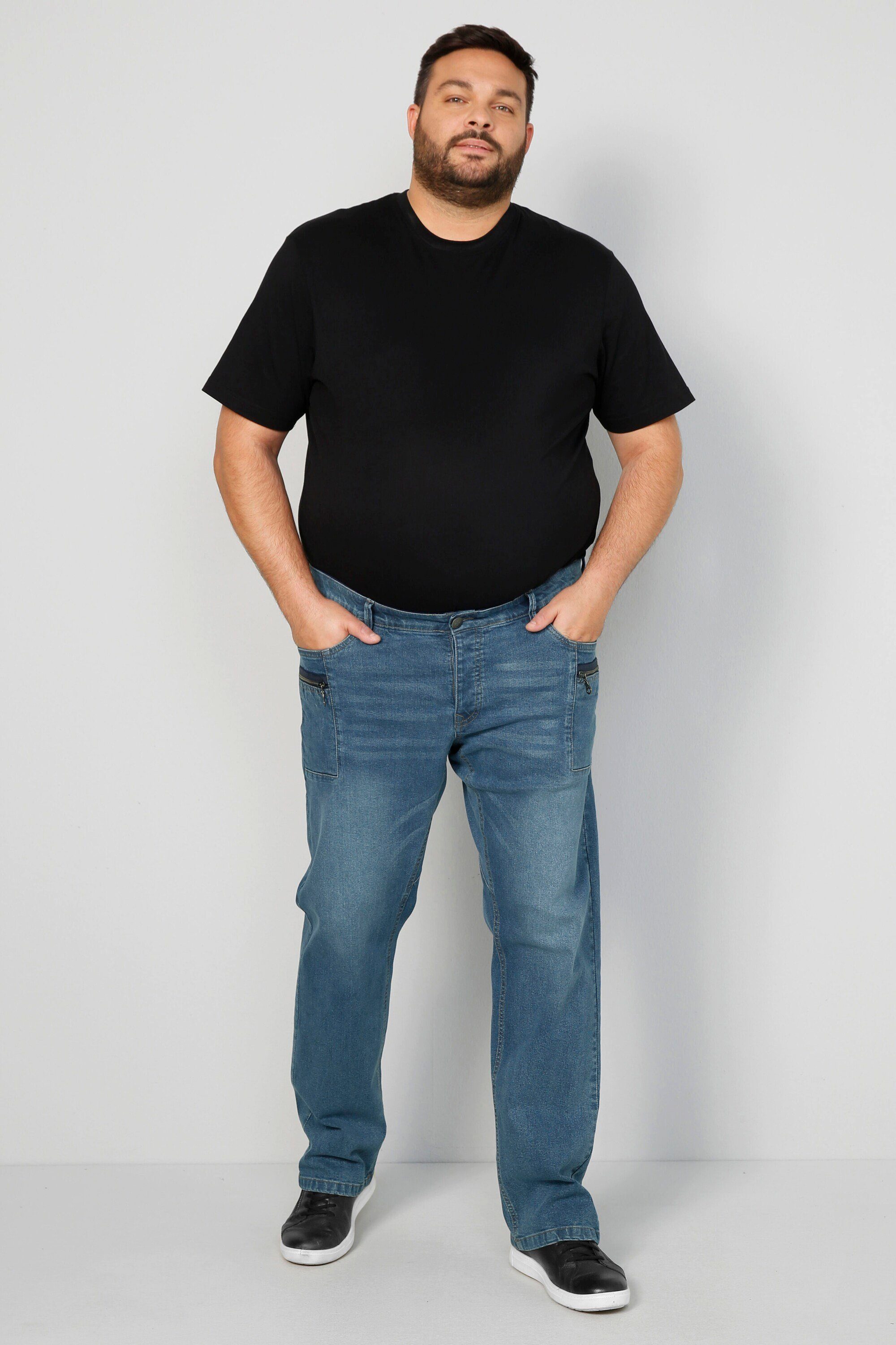 Men Plus 5-Pocket-Jeans Jeans Spezialschnitt hellblau