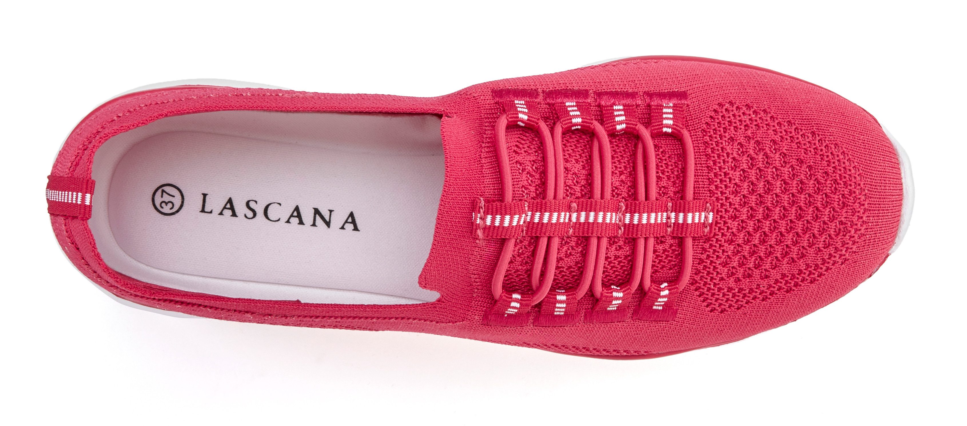 LASCANA Slipper, Halbschuh, Slip-On-Sneaker, Sneaker aus leichtem Textil-Material VEGAN