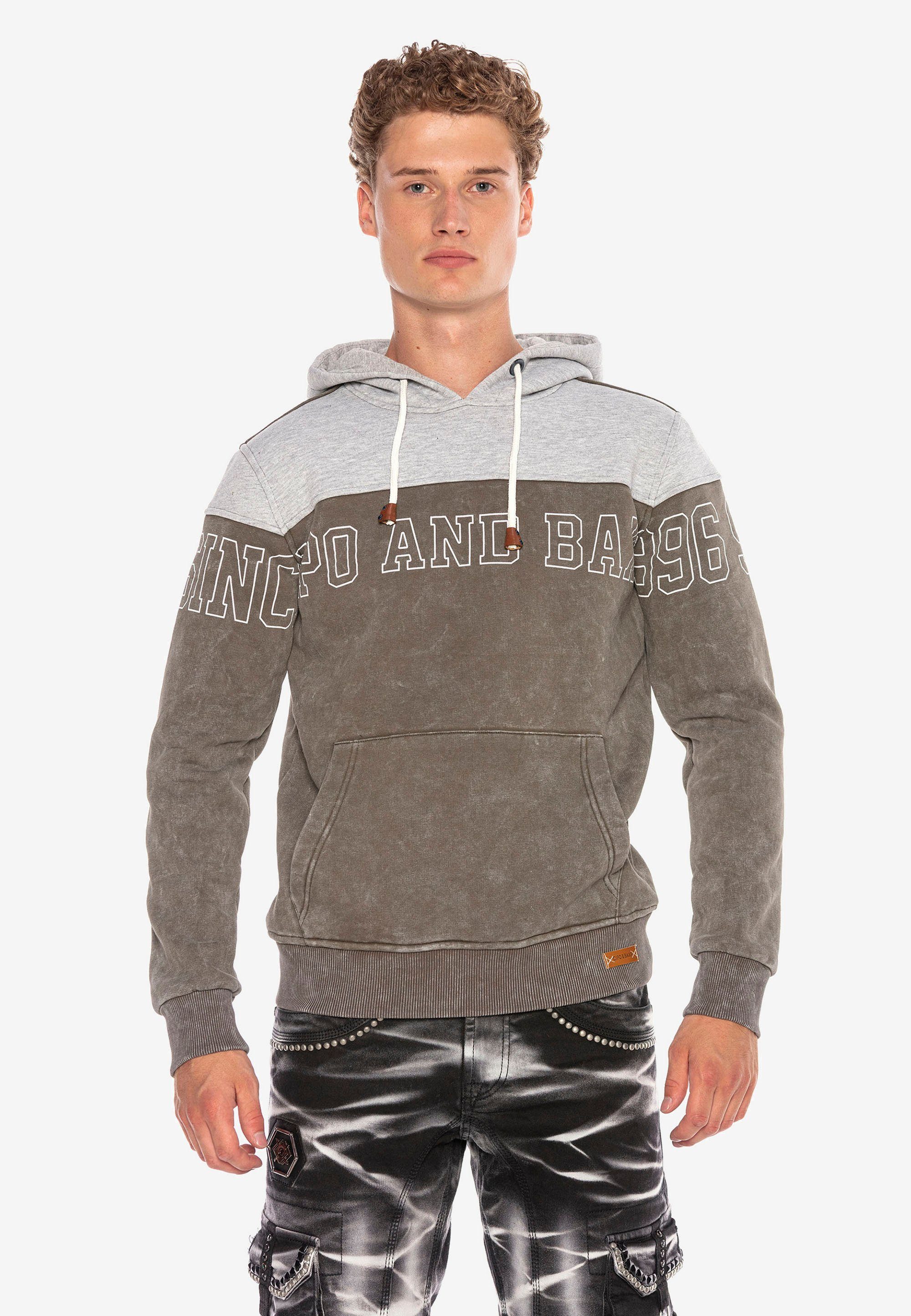 Cipo & Baxx Kapuzensweatshirt coolem in Look grau-braun