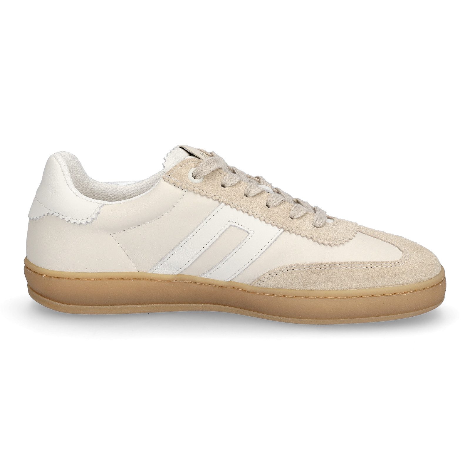 MIDS MOSS Damen Sneaker weiß sand aus Rauleder & Glattleder mit Wechselfußbett und Schnürung – Bild 4 von 5
