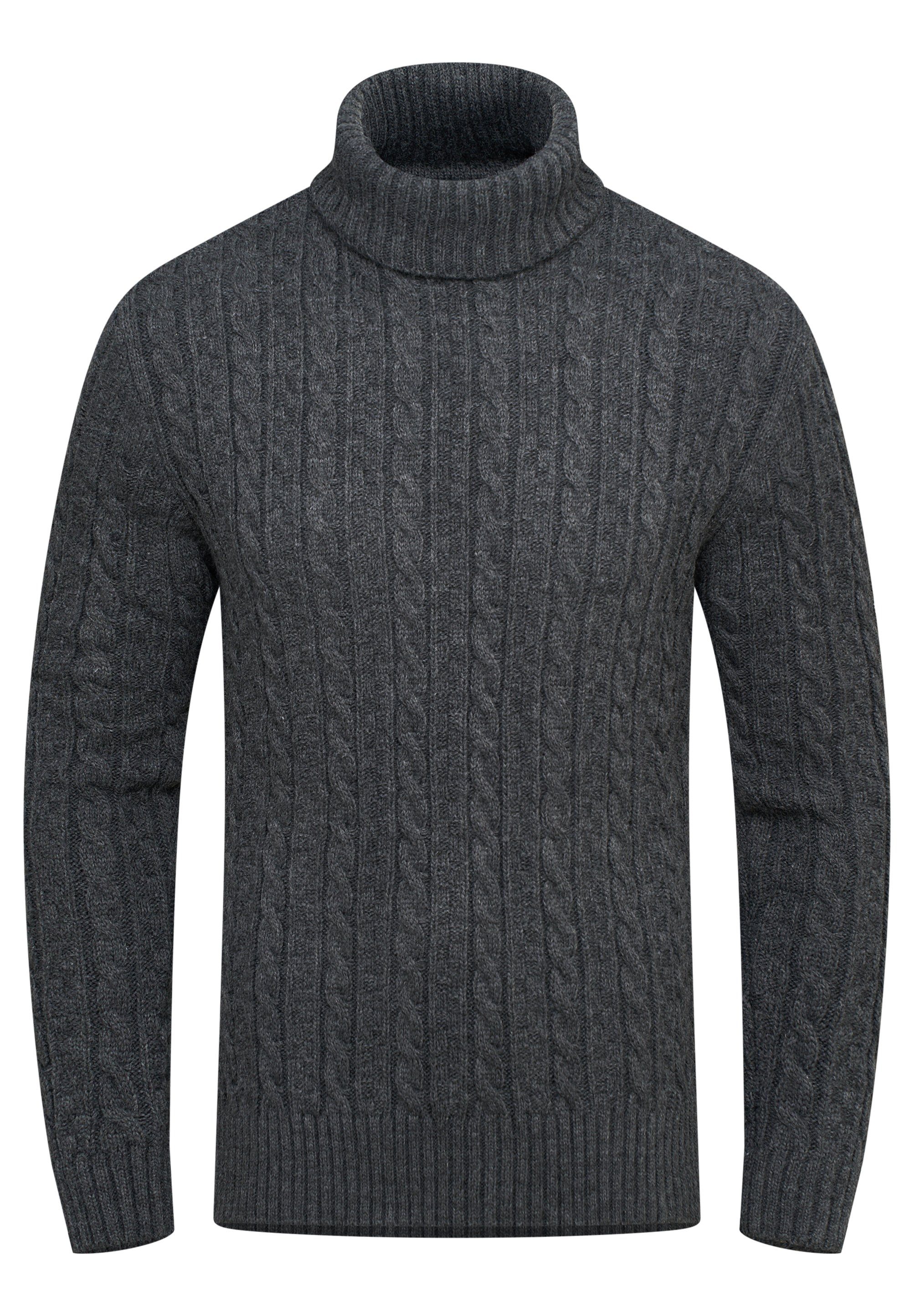 behype Rollkragenpullover BSLANA Grobstrick Zopf-Muster Winterpullover Strickpullover