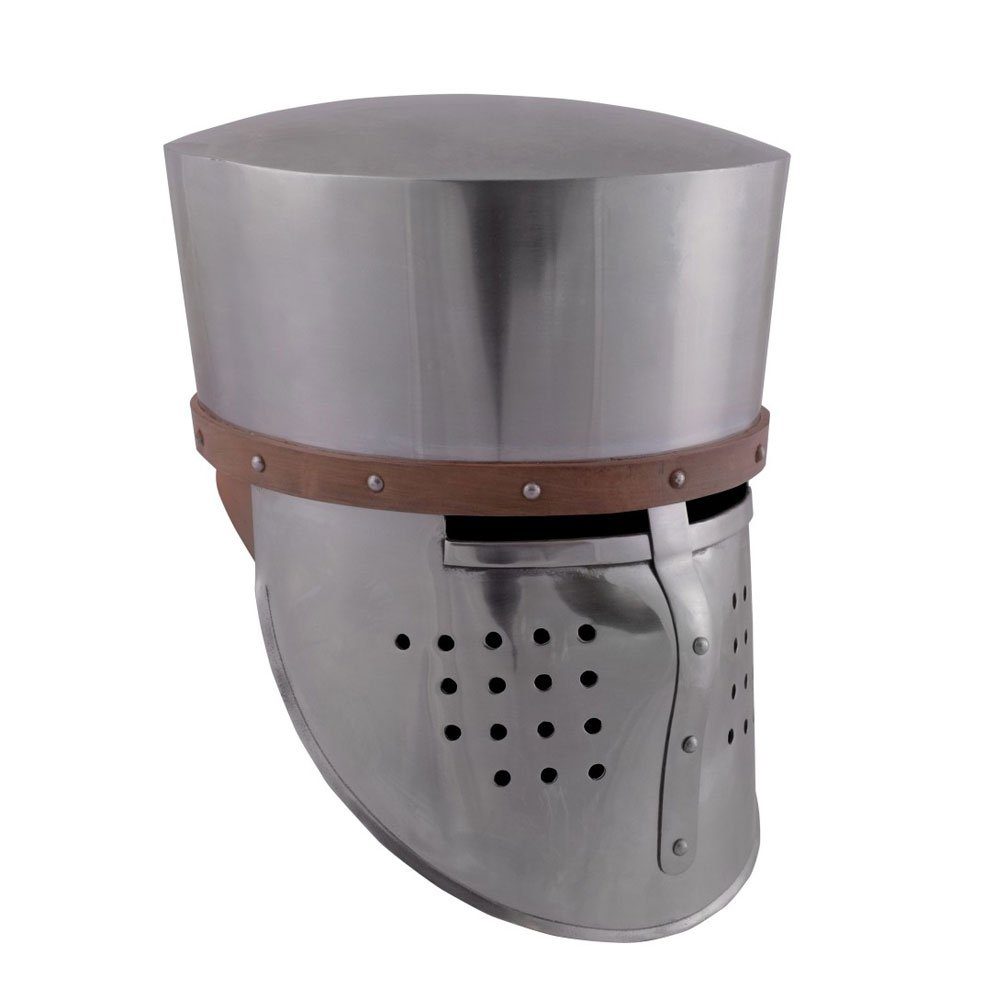 Ritter-Kostüm Kreuzfahrer-Topfhelm, ca.1180, 2 mm Stahl - schaukampftauglich