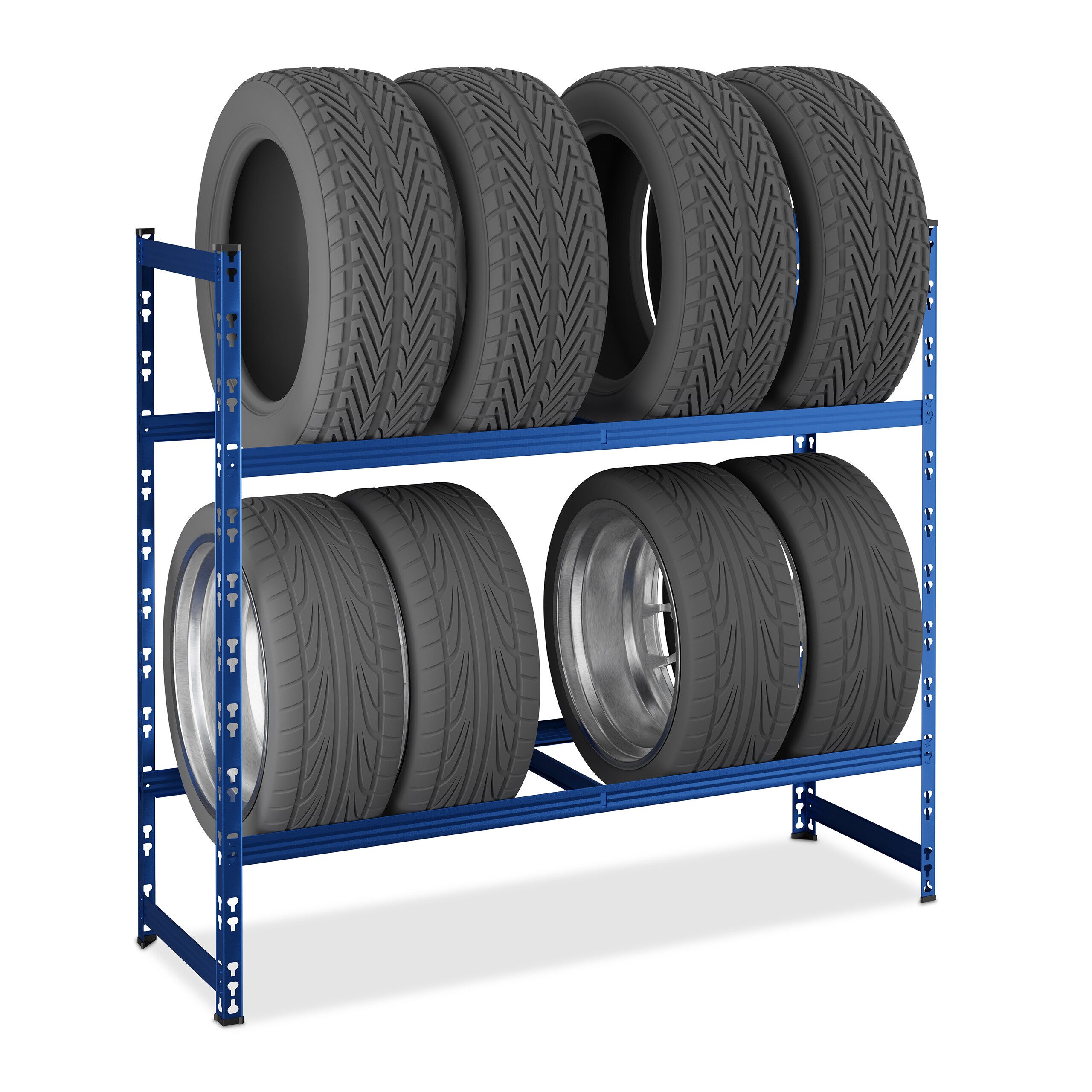 relaxdays Schwerlastregal Reifenregal für 8 Reifen, 1-tlg., blau günstig online kaufen
