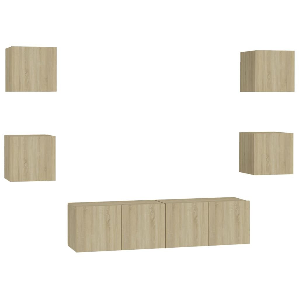 vidaXL TV-Schrank 6-tlg TV-Schrank-Set Sonoma Eiche Spanplatte TV-Konsole f günstig online kaufen