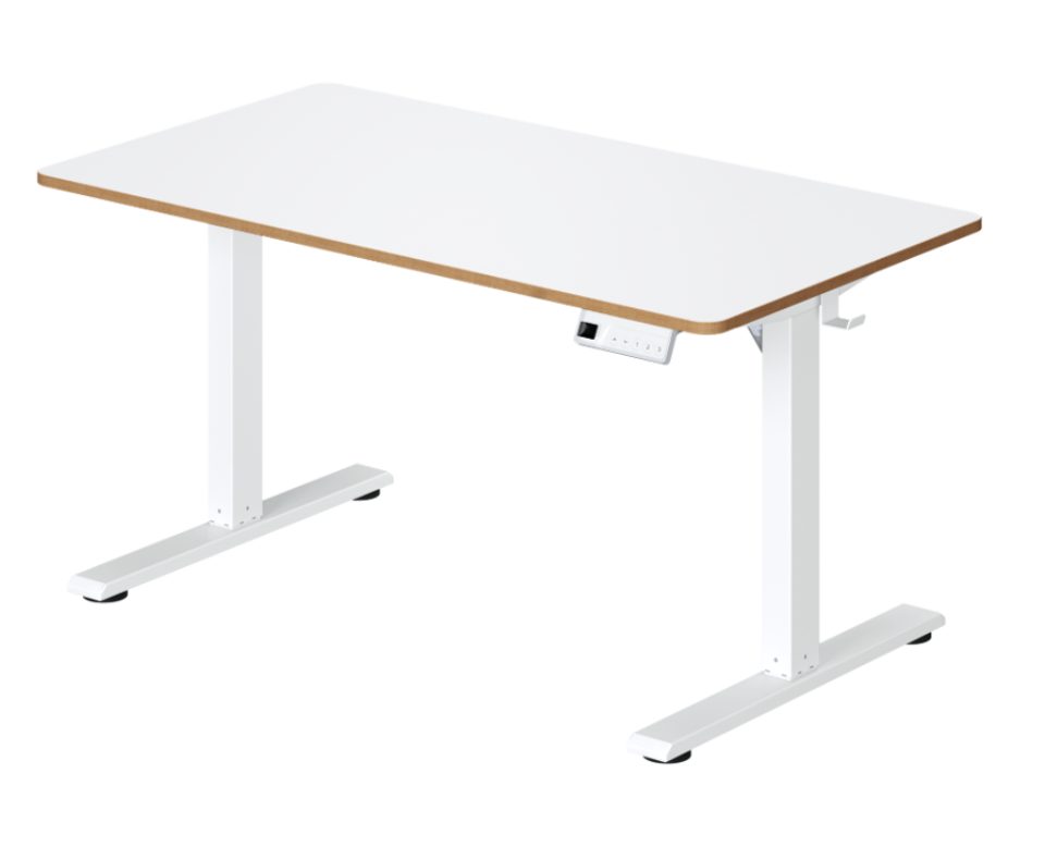 Bellabino Kinderschreibtisch Toro Jugendschreibtisch elektrisch höhenverstellbar (weiß, ergonomischer Arbeitstisch), abgerundete Tischkanten, kindergesicherte Steuerung, mit Taschenhaken