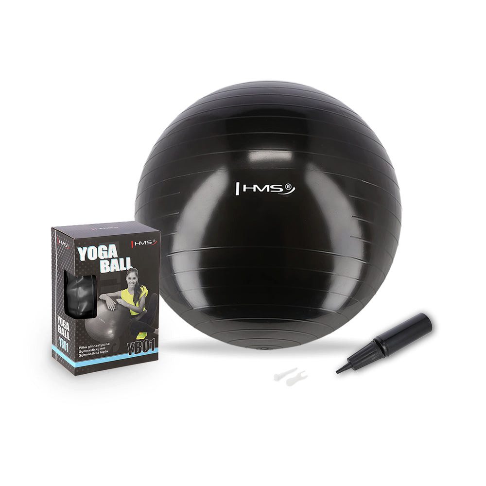 HMS Gymnastikball Sitzball Fitnessball Yogaball (Spar-Set, 1-St., Ø 75 cm rutschfest), Gummi, rutschfest, bis 100 kg, Luftpumpe