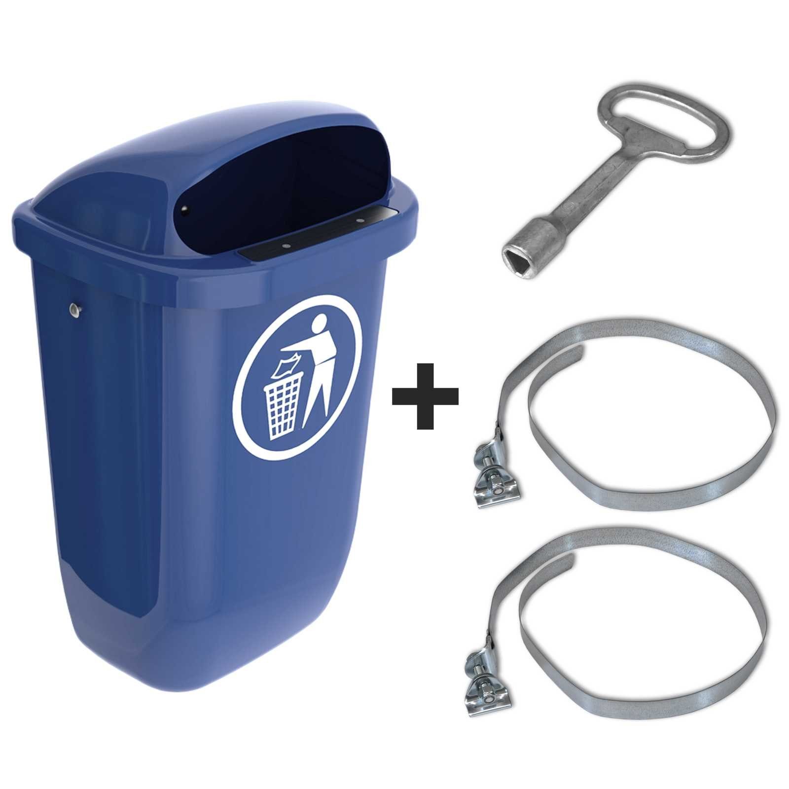 Abfallbehälter Set mit Mülleimer Papierkorb Regenhaube Sulo blau Original SULO