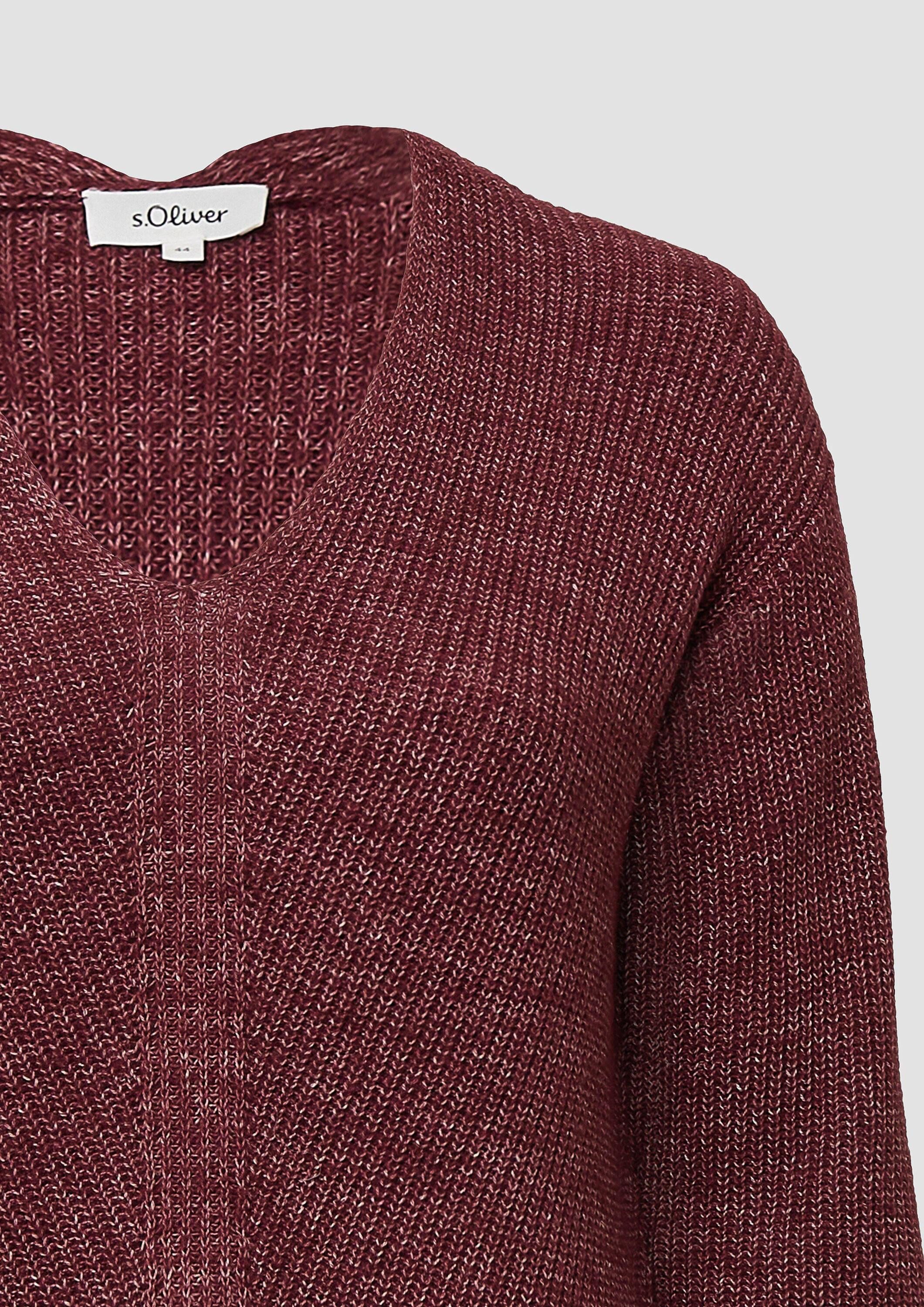 s.Oliver Longpullover Strickpullover Weicher Strickpullover im Relaxed Fit mit V-Ausschnitt