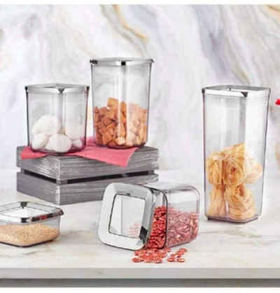Vip Ahmet Vorratsdose »5 Stück stilvolle Aufbewahrung Gläser Container Aufbewahrung Set von Lebensmitteln stapelbar Silber VP-113«, (5-tlg)