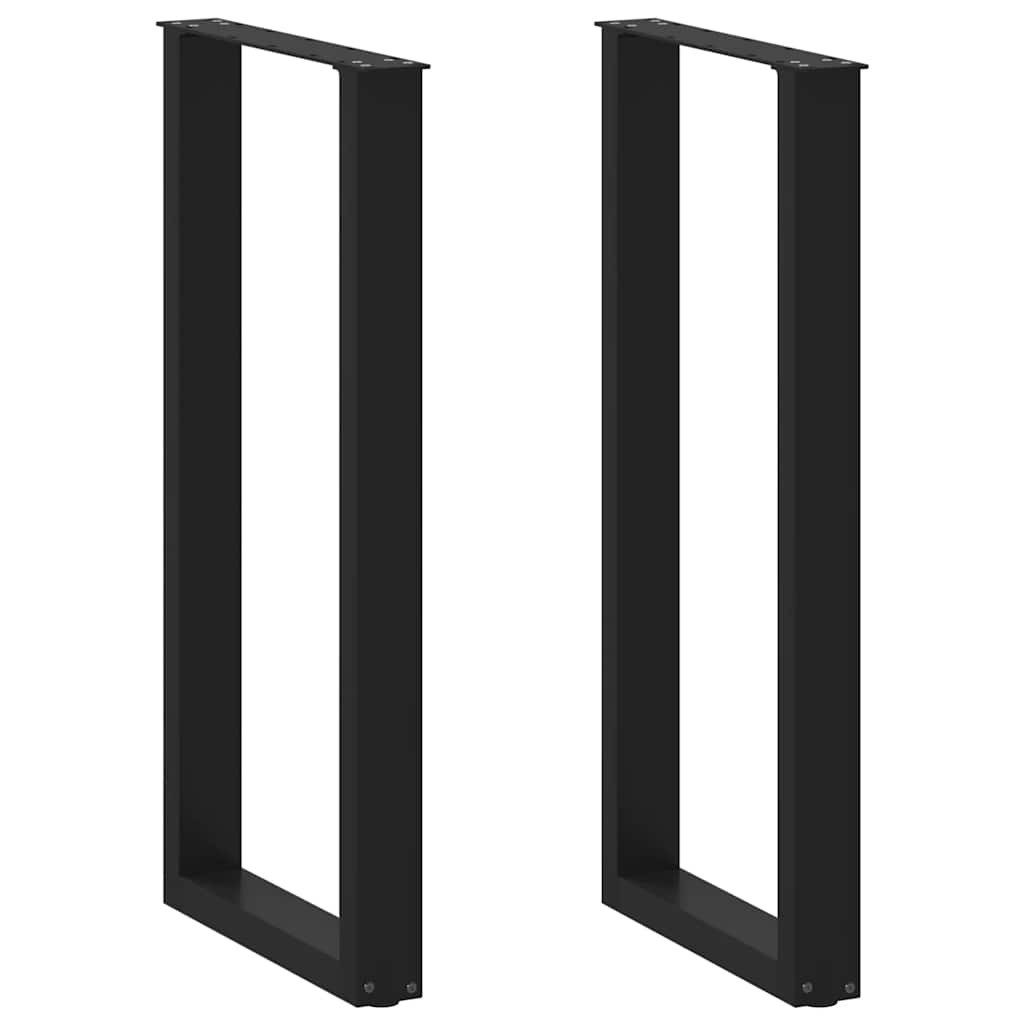 vidaXL Tischbein Bartischbeine U-Form 2 Stk. Schwarz 50x(100-101) cm Stahl