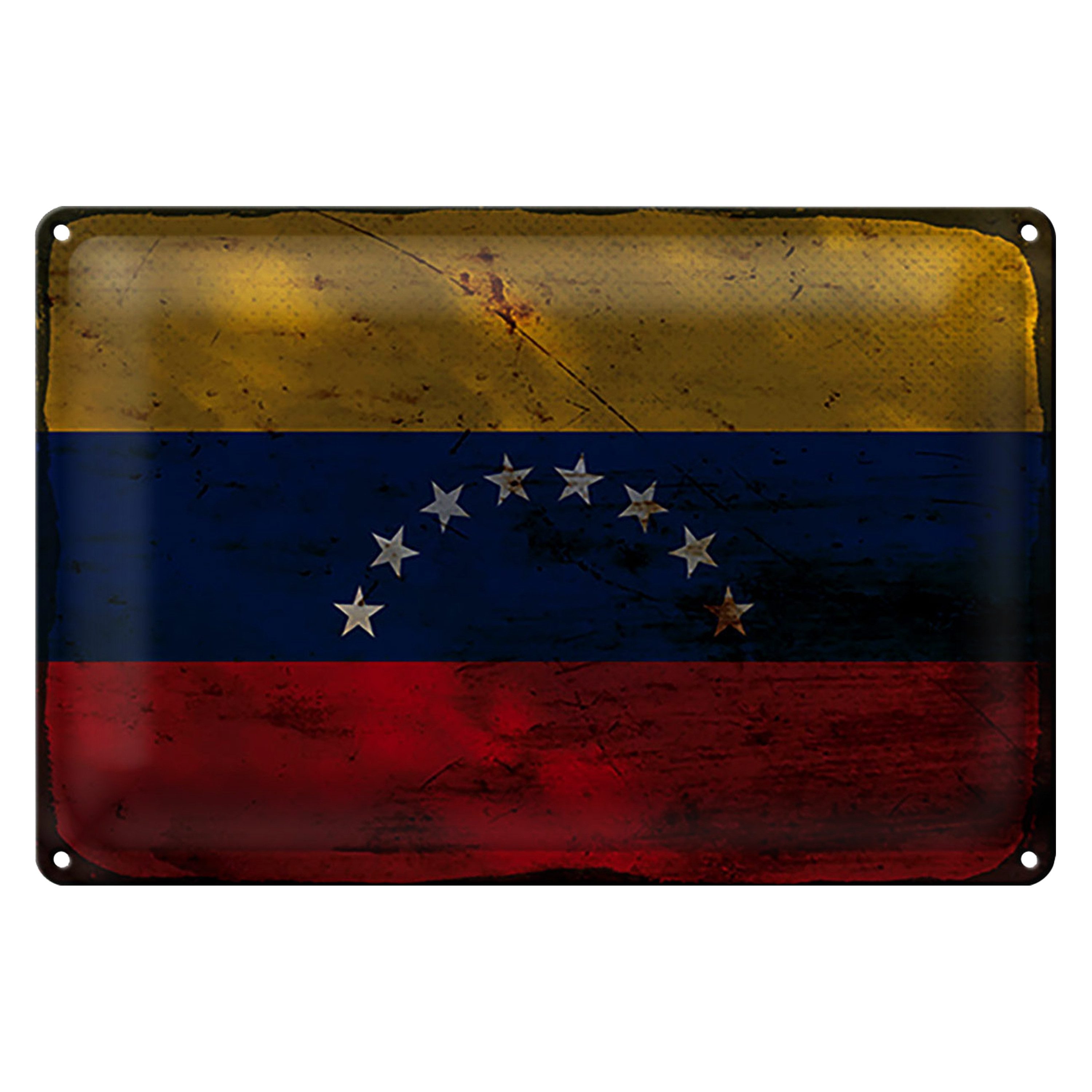 Roomando Metallschild Blechschild Flagge Venezuela 30x20cm Flag Venezuela Rost
