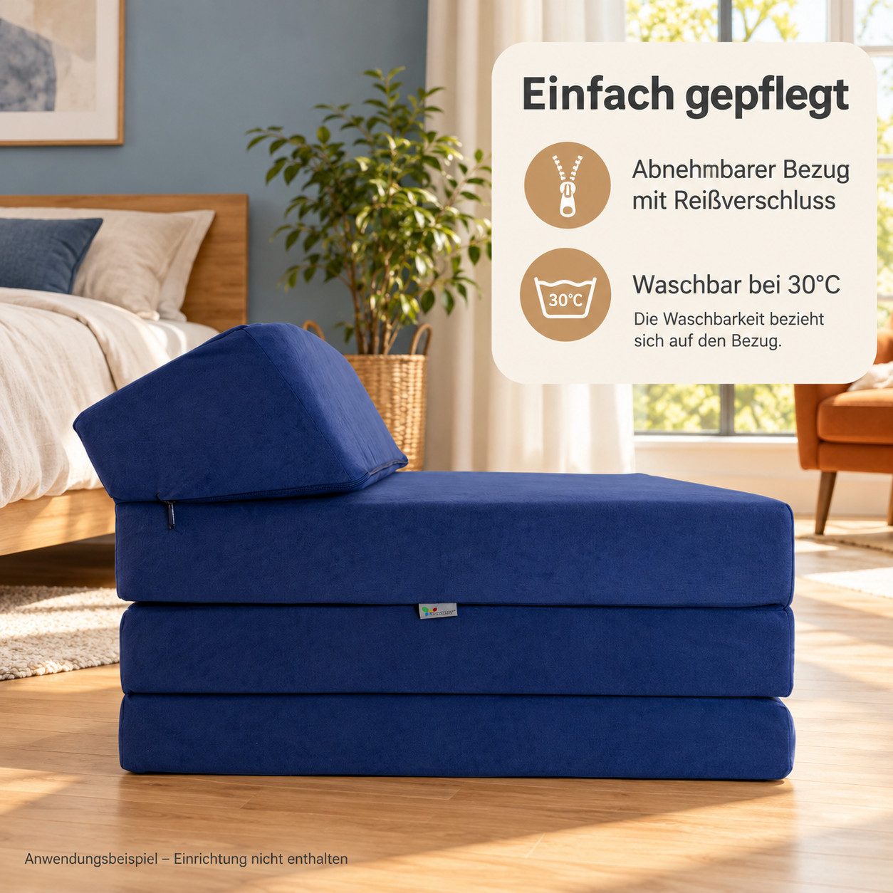 Klappmatratze Klappmatratze Gästematratze mit Kopfteil Größe 200x70x10cm, FORTISLINE – Bild 4 von 5