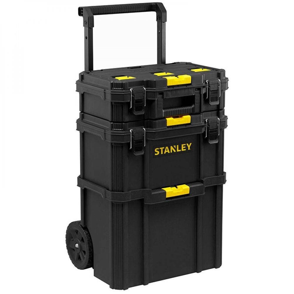 STANLEY Werkzeugkoffer Stanley Quicklink Rollende Werkstatt 3-teilig, 80  Liter Volumen, schwa
