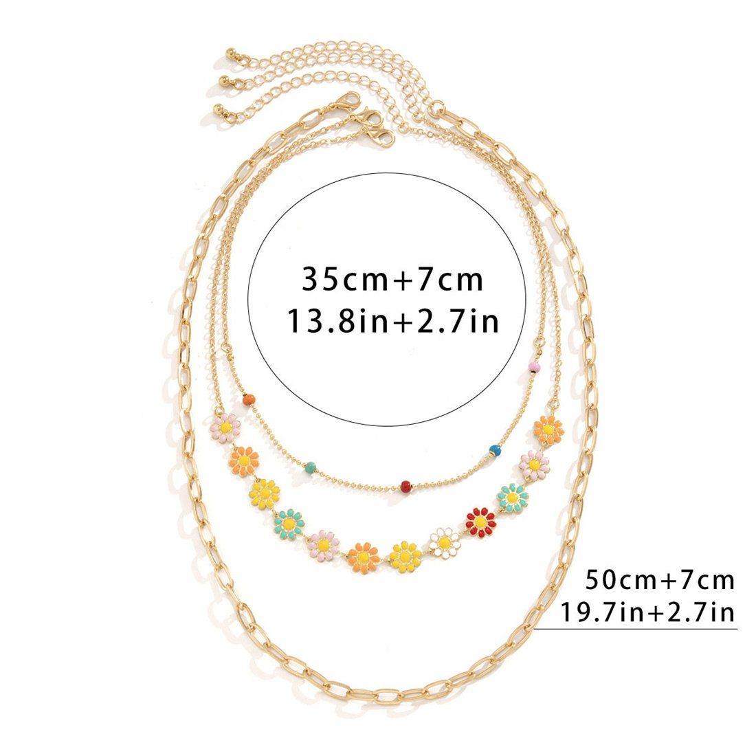 mehrschichtige für Frauen, Halskette Choker-Set DÖRÖY böhmische Gänseblümchen-Halskette