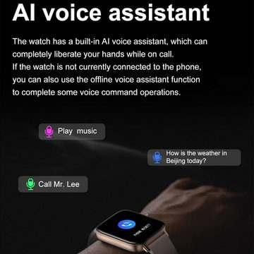 findtime Smartwatch (1,70 Zoll, Android, iOS), mit Herzfrequenzmonitor,Schlaf,Schrittzähler,Kalorien, WasserdichtIP67