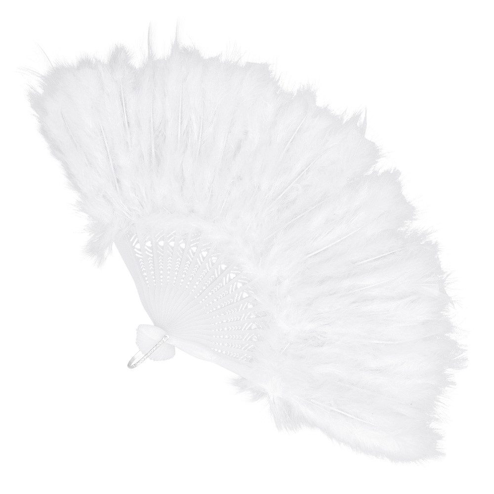 Kostüm Handfächer Flapper 23 cm - Weiß