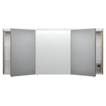 Lomadox Badmöbel-Set NEWLAND-02, (Spar-Set, 3-St), Eiche hell Doppelwaschtisch Spiegelschrank Hochschrank 206/185/46,3 cm