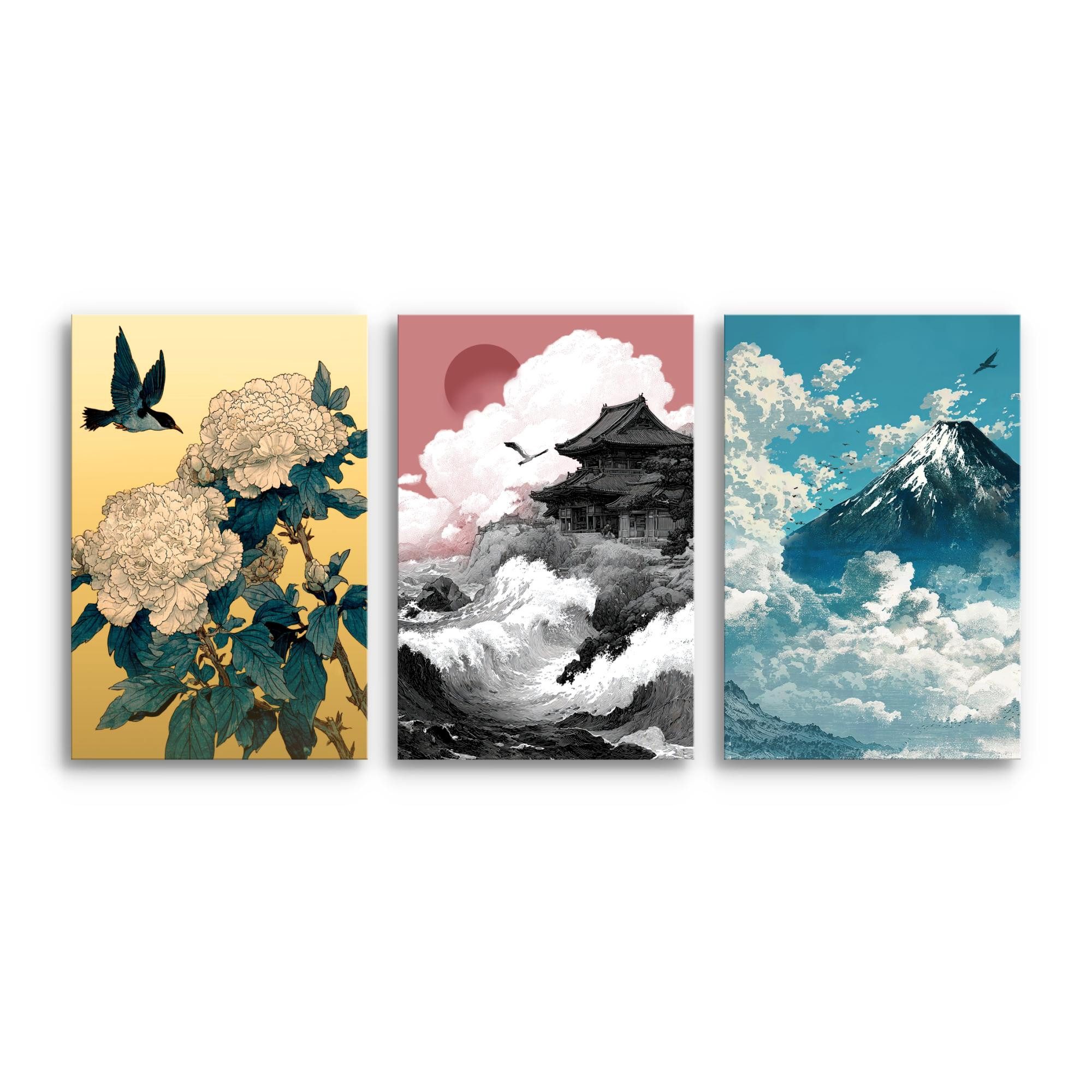 Novart Wandbild Japan Hokusai Abstrakt Wandbilder XXL Wandbild Wand Deko Bi günstig online kaufen
