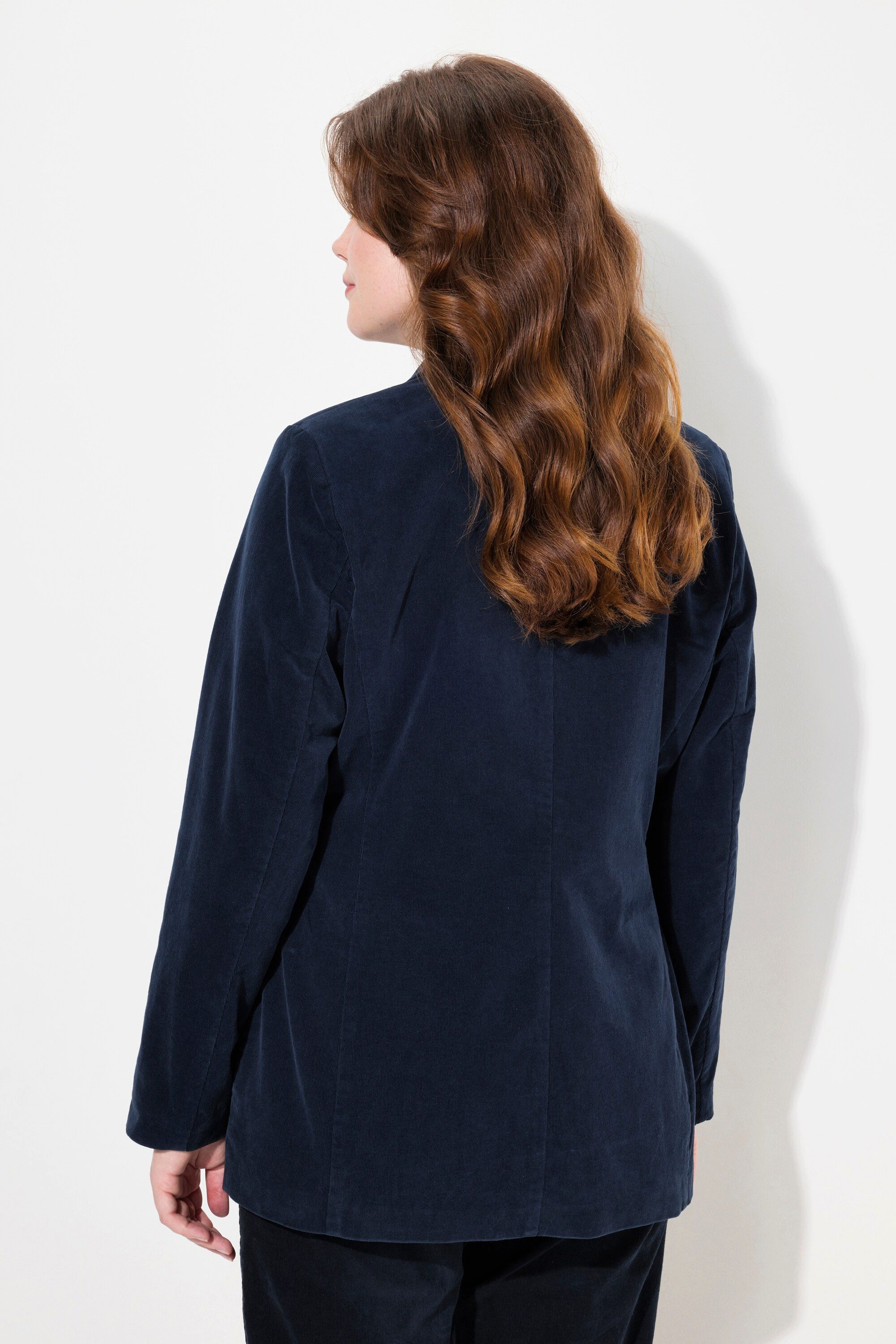 Ulla Popken Blusenblazer Cord-Blazer Reverskragen Knopfverschluss tailliert