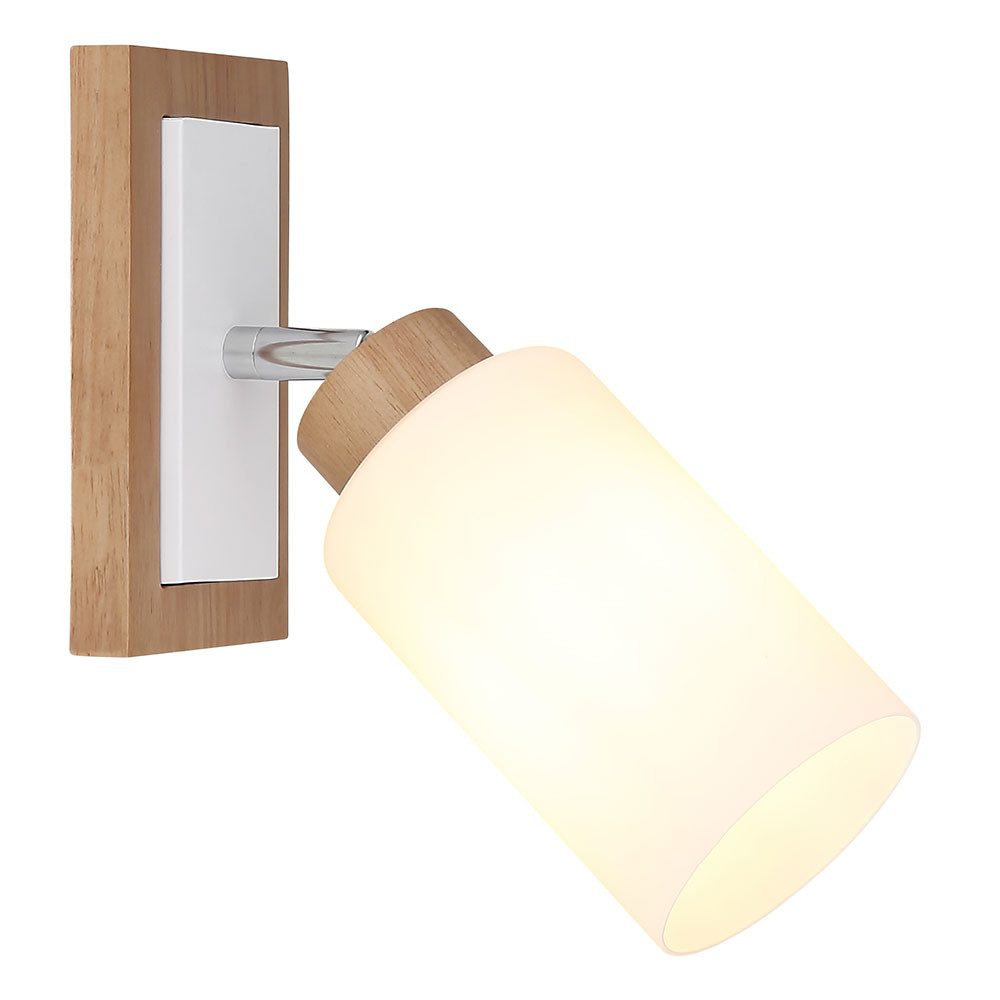 GLOBO LIGHTING LED Wandleuchte, Leuchtmittel inklusive, Warmweiß, Wandleuchte, Holz, Metall, braun, weiß, schwenkbar, H 25 cm