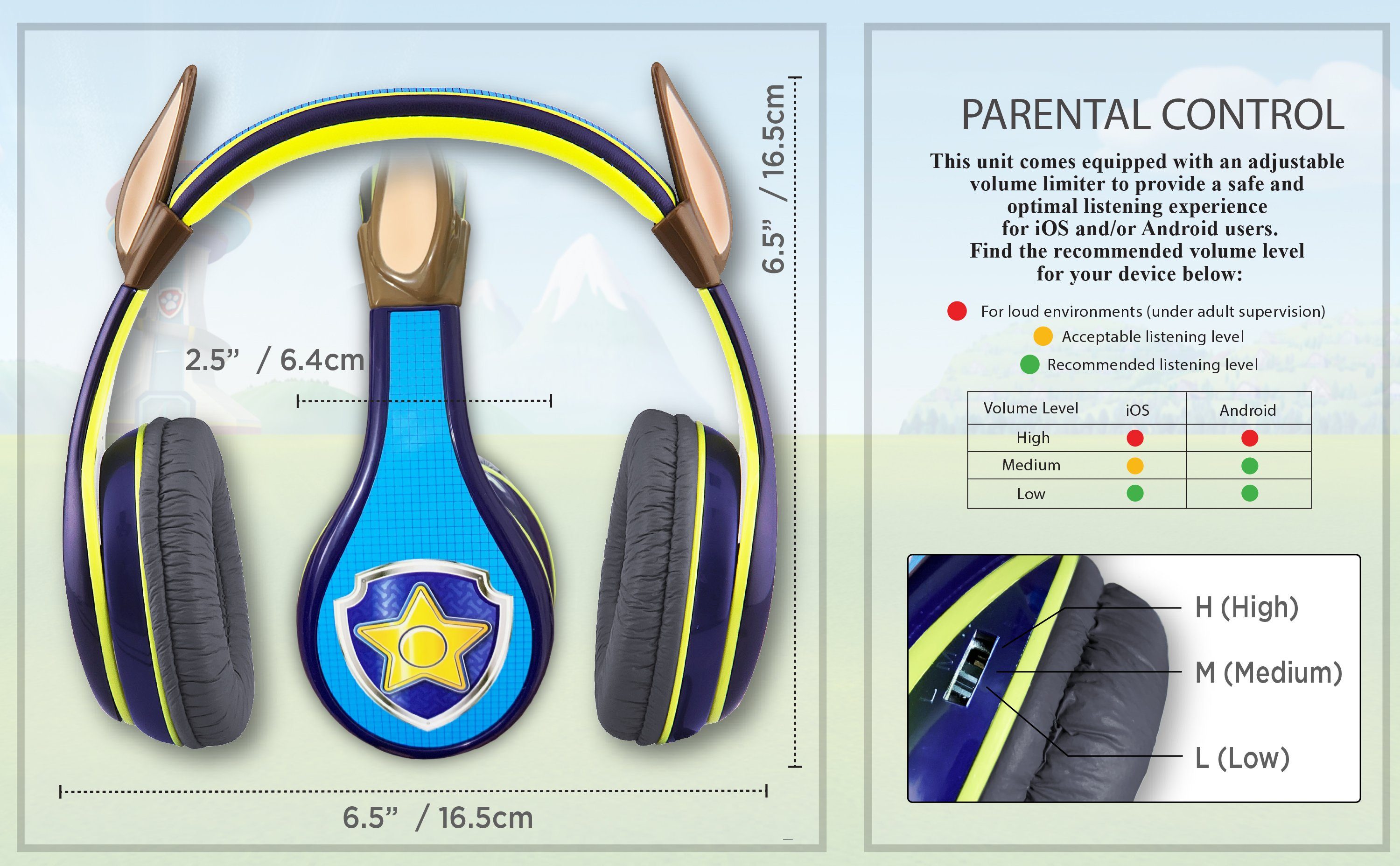 Lautstärkebegrenzung) Hundeohren Patrol Chase 3D eKids coolen Kopfhörer Paw mit Kinder-Kopfhörer (inkl.
