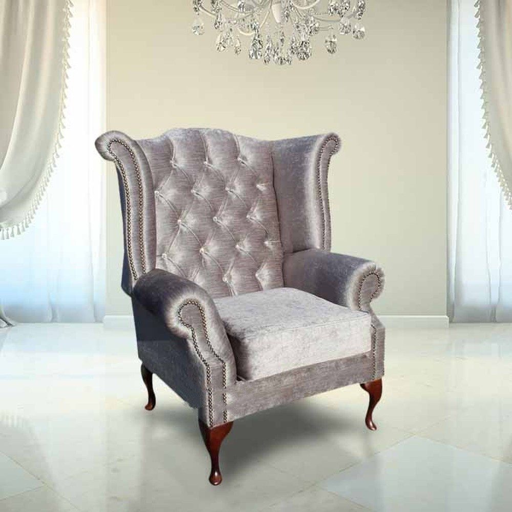 JVmoebel Ohrensessel Chesterfield Relaxsessel in Silber mit stilvollem Design, Made in Europa