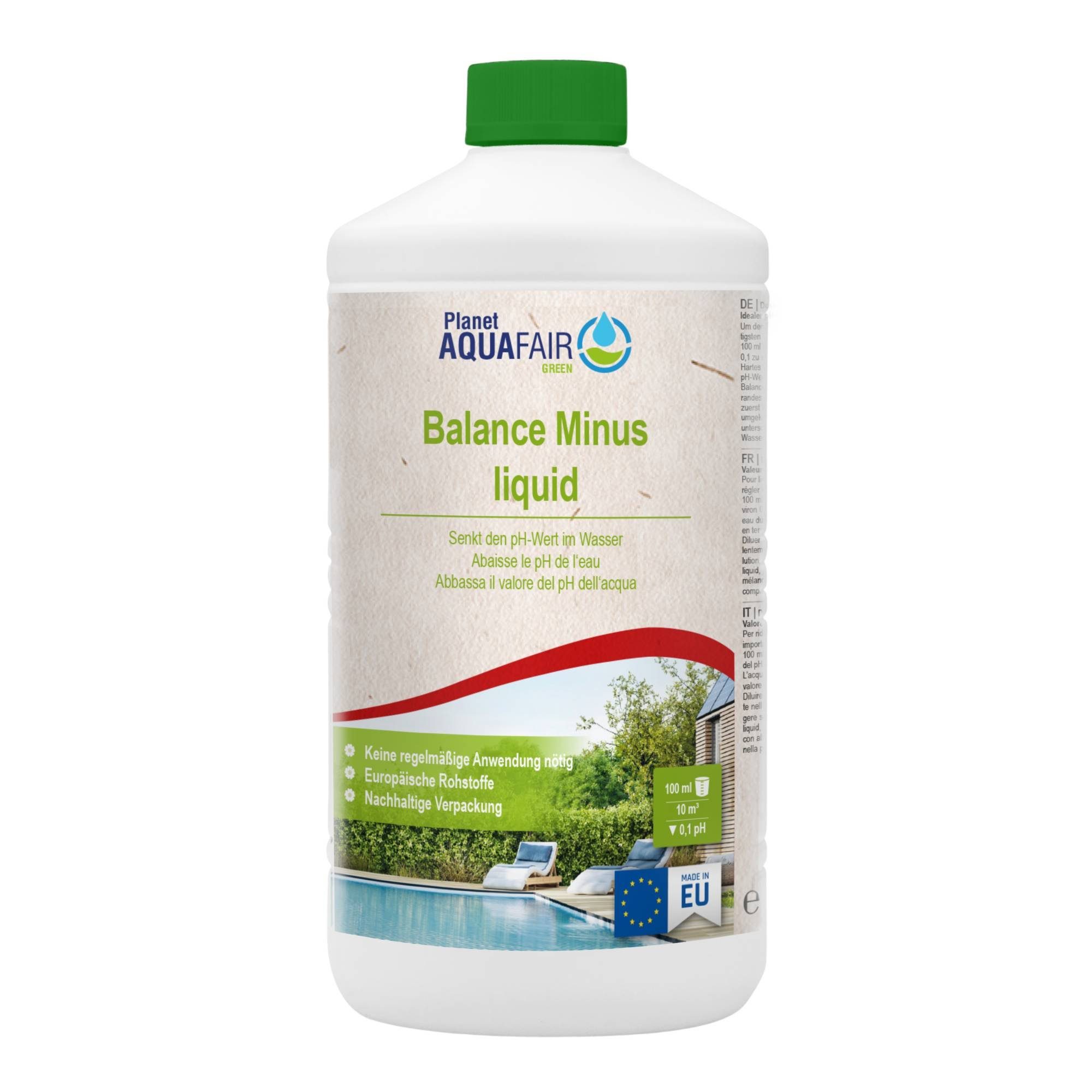 Planet Aquafair Green Обслуживание бассейна Balance Minus liquid 1 l