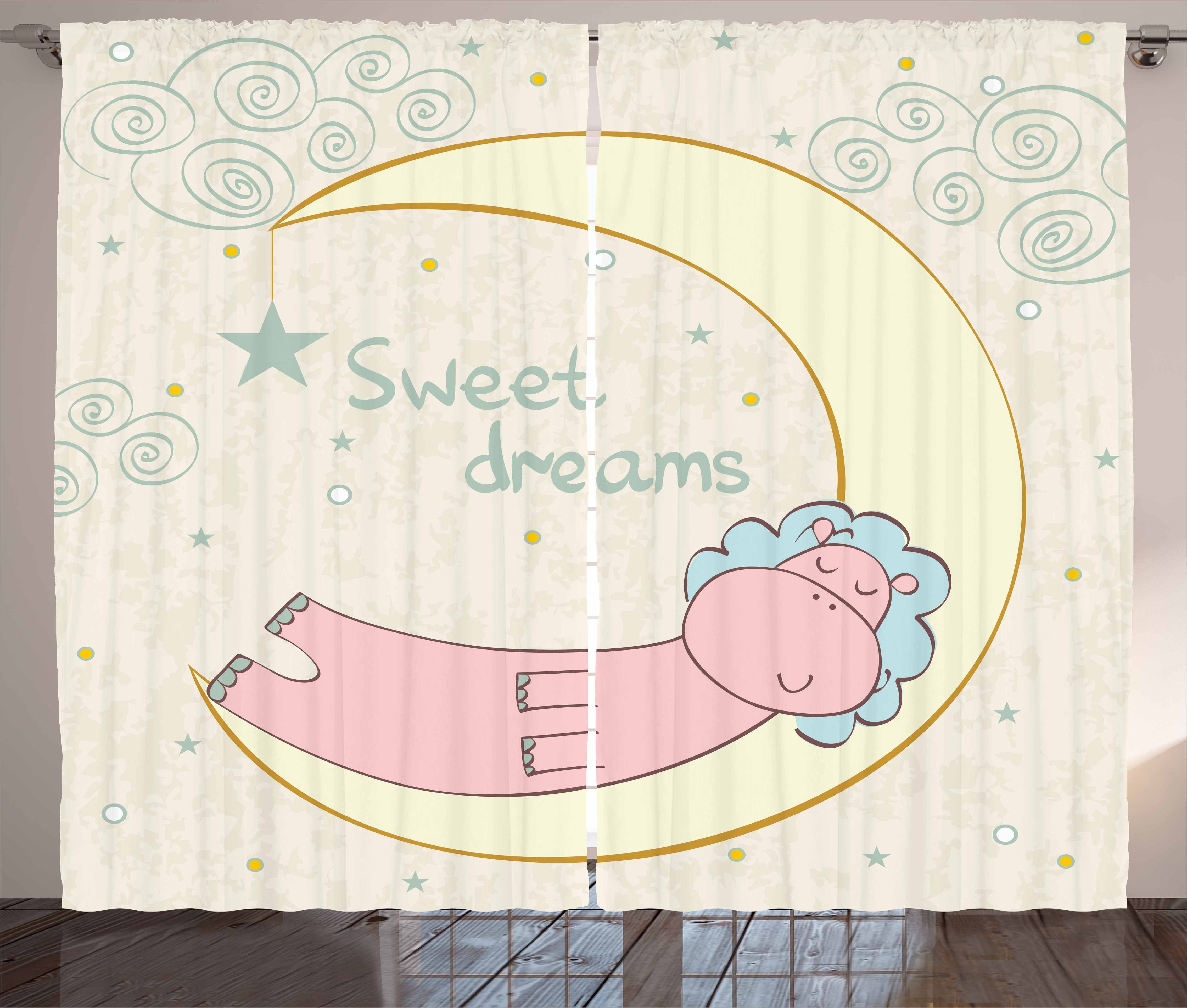 Kräuselband Schlafzimmer Schlaufen Hippo Gardine mit Schlafen Vorhang und Cartoon Haken, Abakuhaus, Nilpferd
