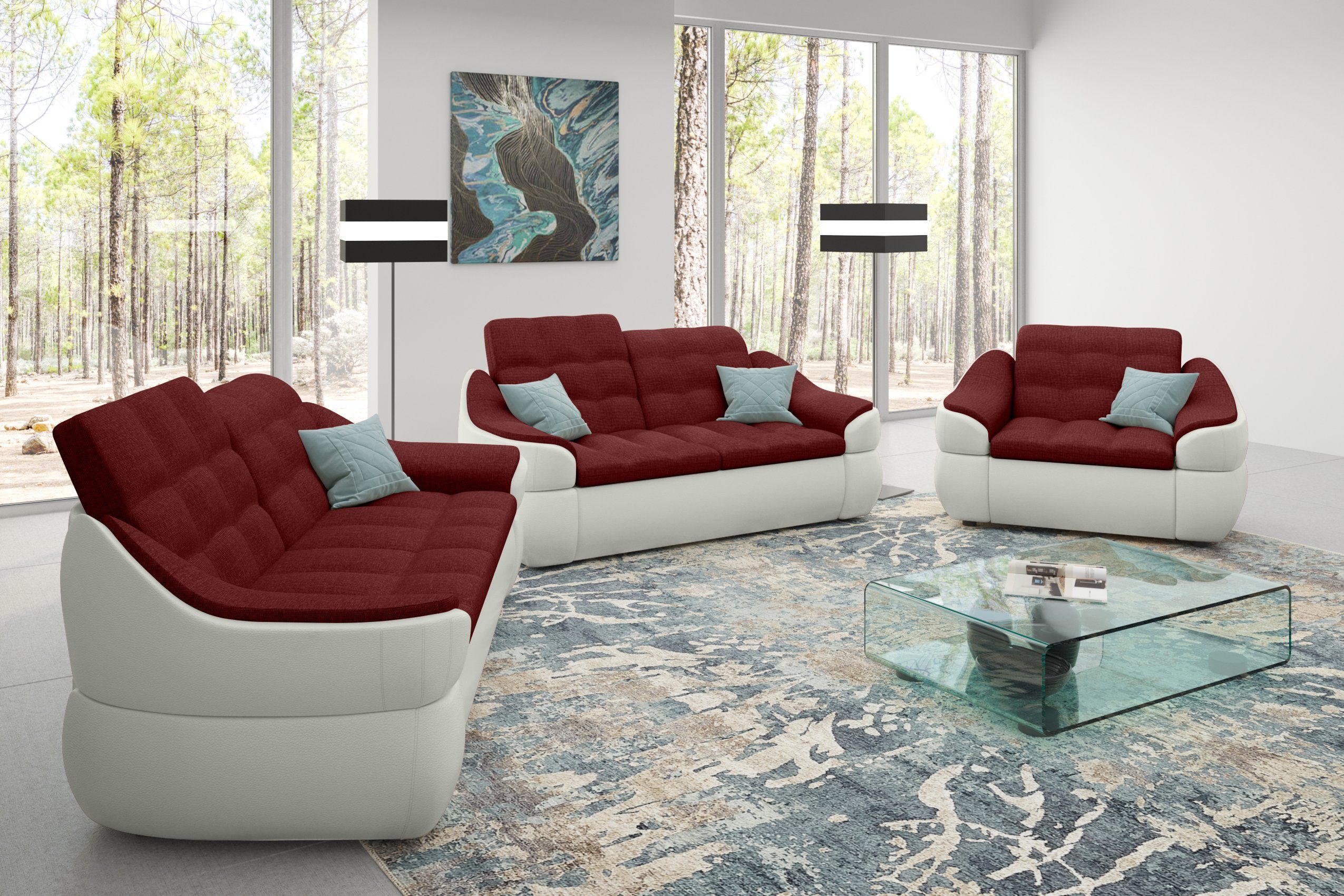 Stylefy Polstergarnitur aus 2,5-Sitzer in made Alisa, Design, 2-Sitzer (Set Sessel, und Europa Modern Sofa bestehend (3-tlg), Sofa