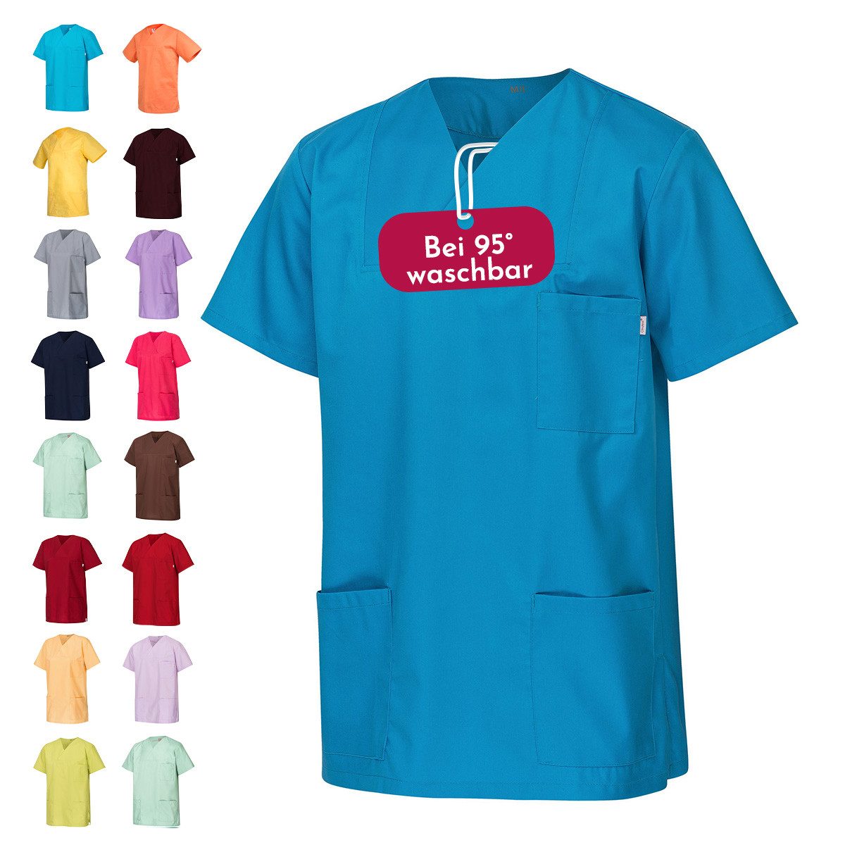 Clinotest Funktionsbluse Kasack Damen & Herren - 95 Grad waschbare, kochfest ohne einzulaufen (1-tlg) Schlupfkasack aus Baumwolle & Polyester - Berufsbekleidung für Pflege