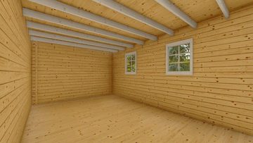 Finn Art Blockhaus Garage Holzgarage Schweden 50 mit Holztor natur, Einzelgarage aus Holz