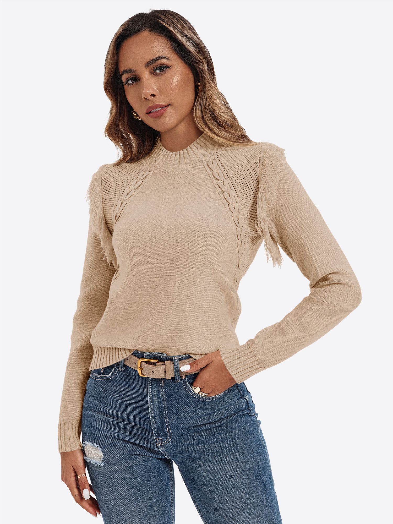 Imily Bela Sweater Damen Boho-Pullover (Packung, 1-tlg., 1per-Pack) Vollton günstig online kaufen