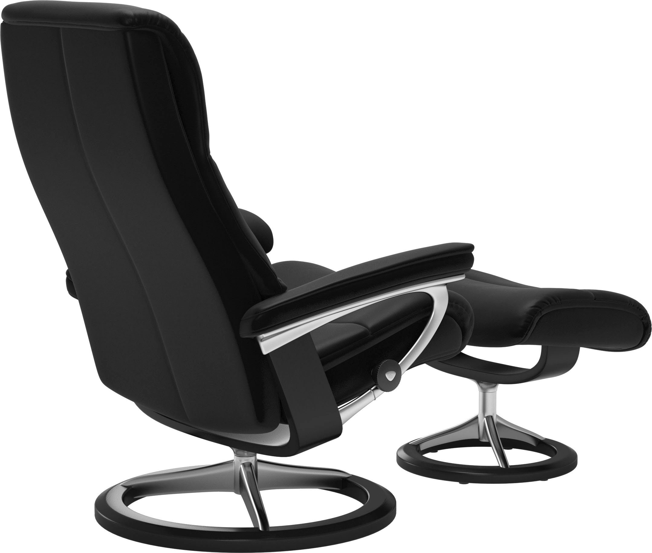 mit (Set, Größe mit Relaxsessel View Stressless® Schwarz S,Gestell Hocker), Signature Base, Relaxsessel