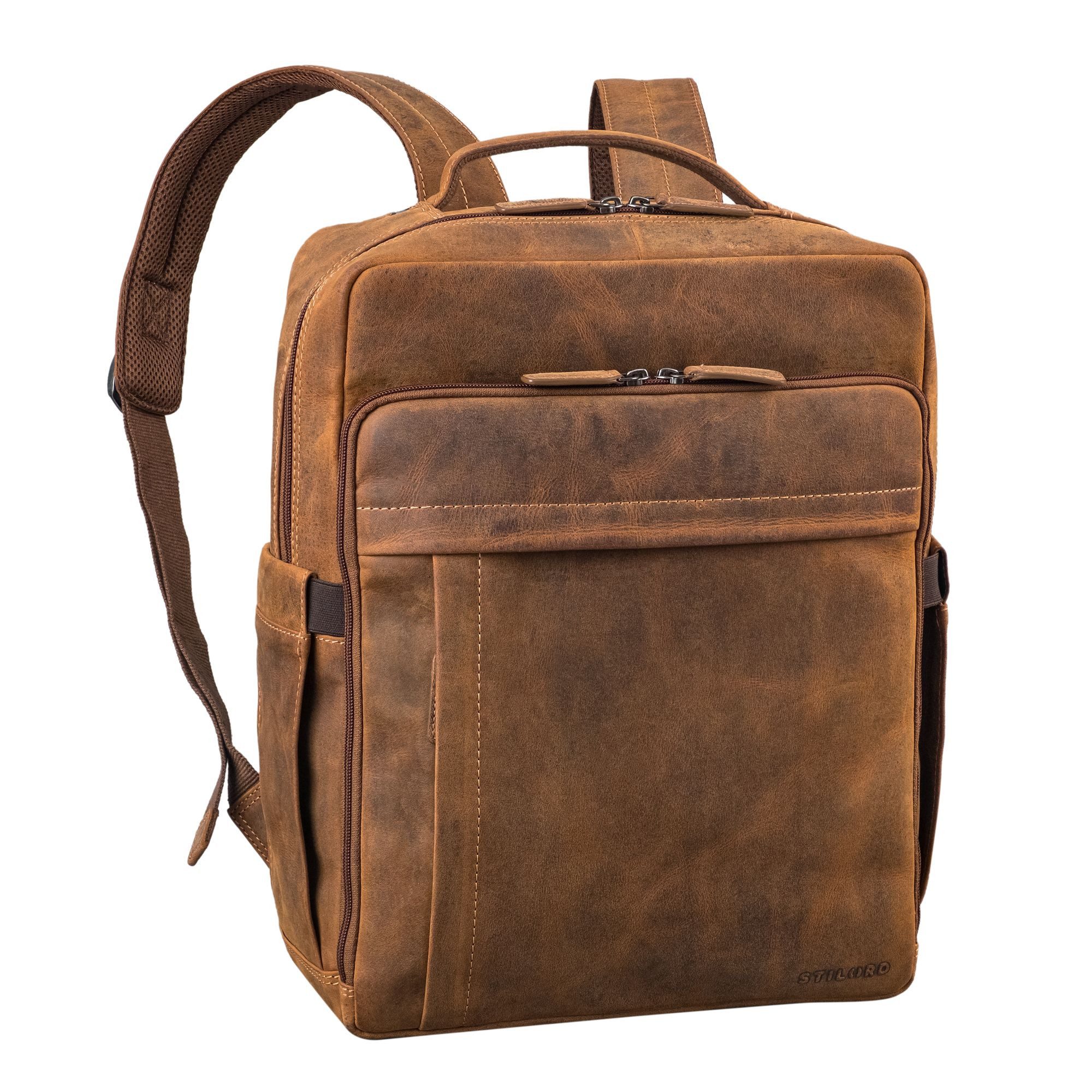 STILORD Notebook-Rucksack "Aldo" Echt-Leder Rucksack Damen und Herren für Laptop 15 - 16 Zoll