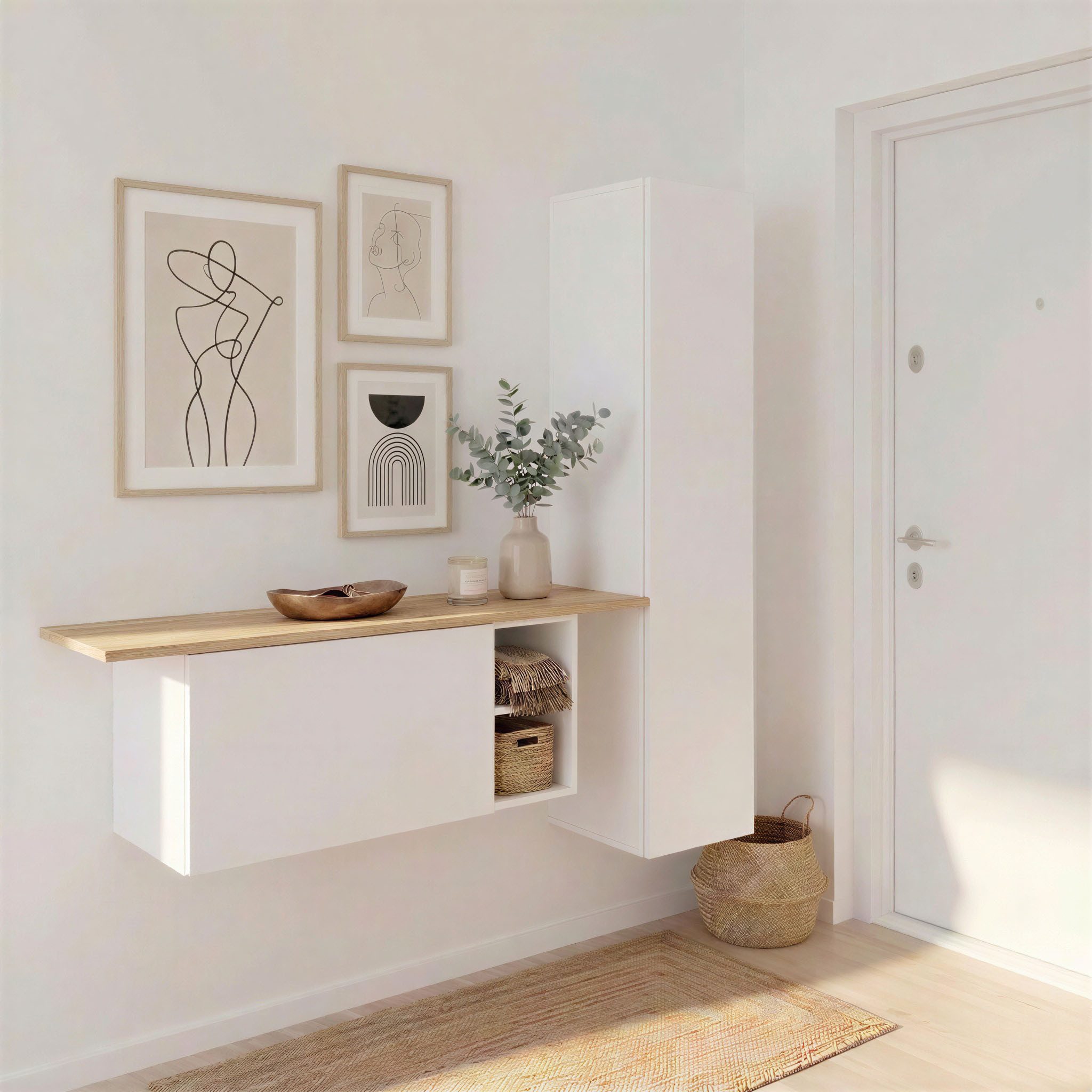 borchardt Möbel Garderoben-Set Toledo, moderne hängende Garderobe, Schminktisch mit Regalfächern, (Spar-Set), 152x140cm (BxH), viel Stauraum, viele Regalböden, modern, hängend