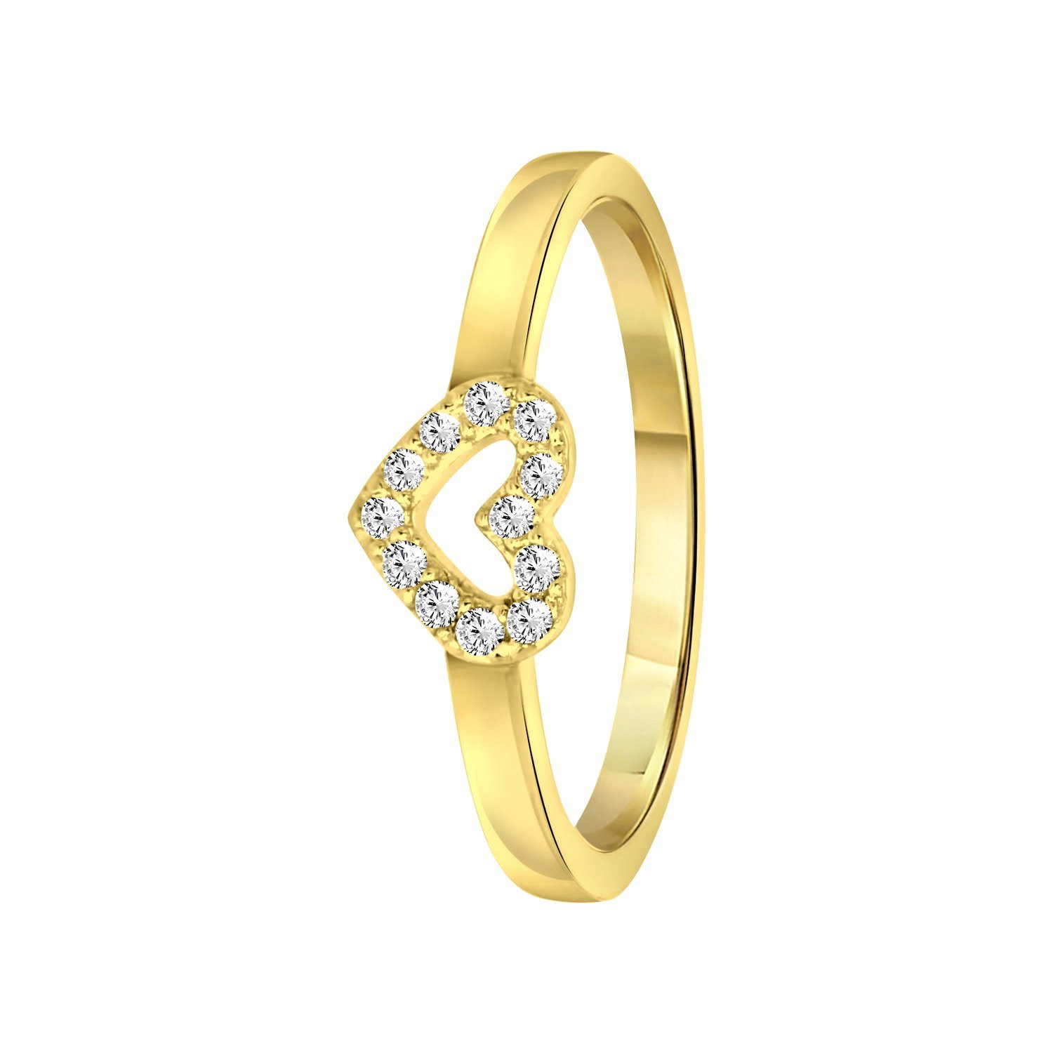 LUCARDI Fingerring Ring - 925 Silber - Gold - Zirkonia - Kinder