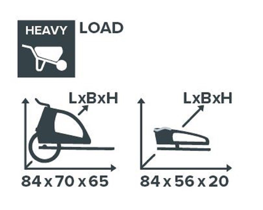 taXXi Fahrradlastenanhänger Lastenanhänger Load Heavy Grey/Black Fahrradlastenanhänger, Bollerwagen Set inklusive (Deichselarm & Stützrad)