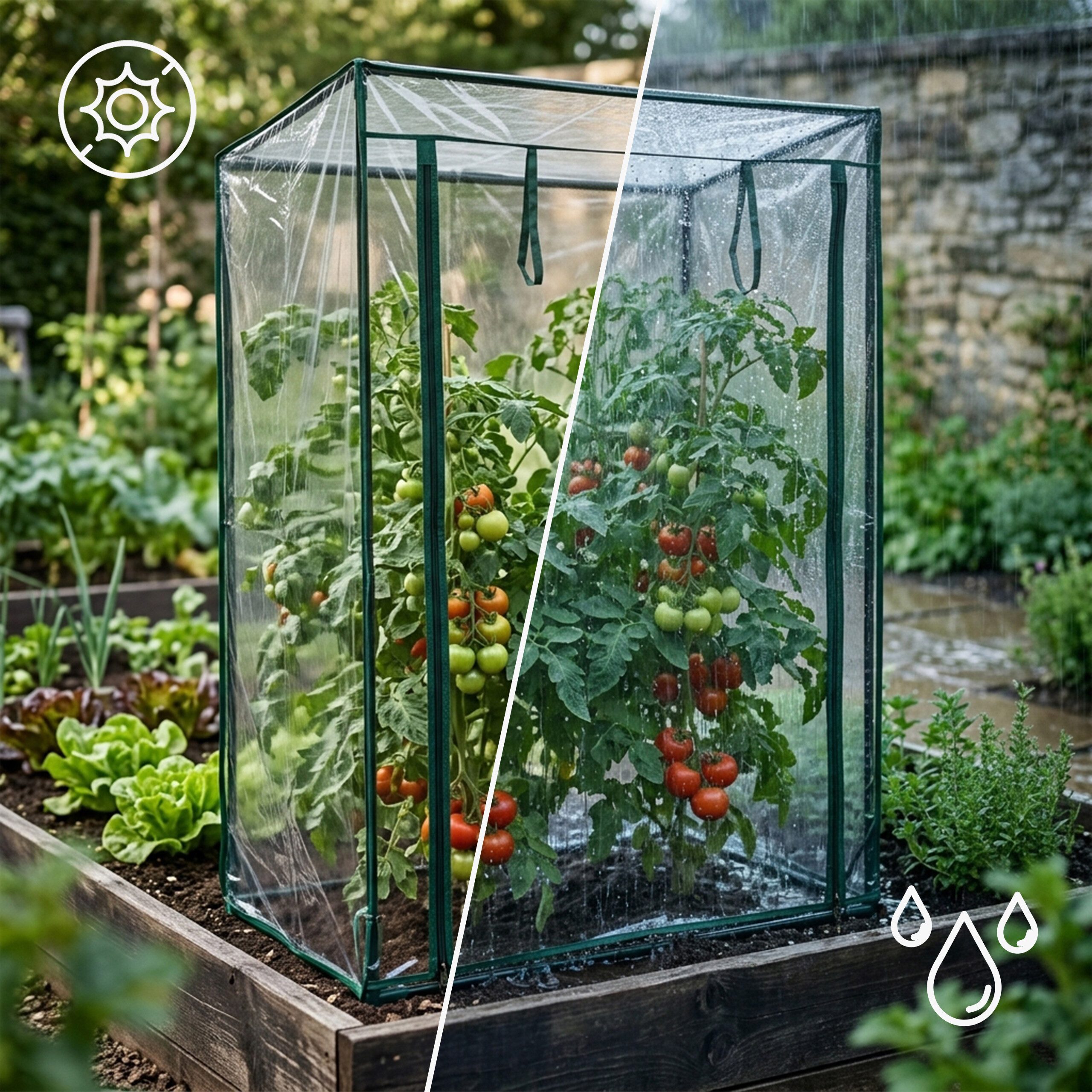 relaxdays Gewächshaus für Tomaten mit Schrägdach, BxTxH: 100 x 50 x 150 cm, BxLxH: 100 x 50 x 150 cm, 2-St., PVC – Bild 5 von 5