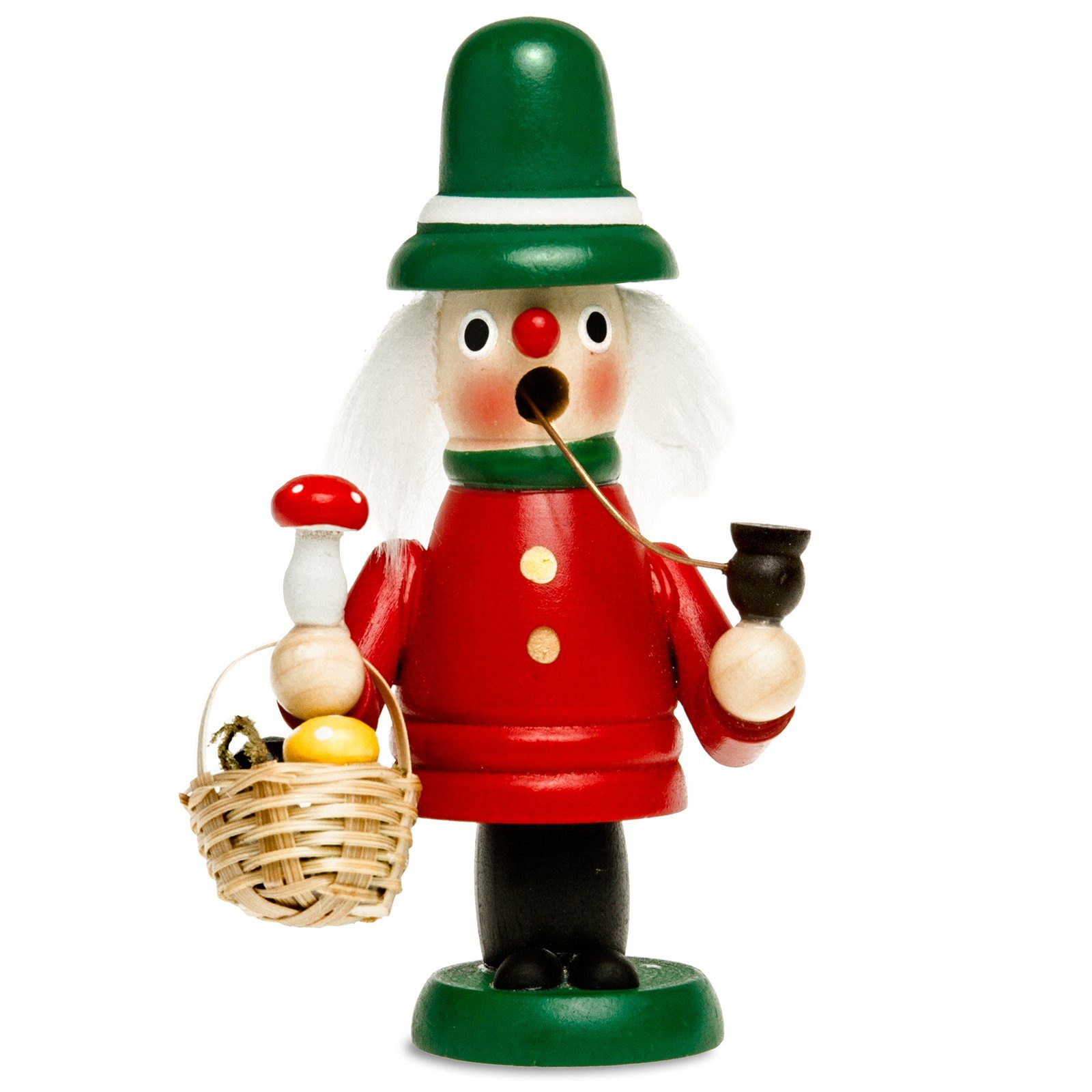 SIKORA Weihnachtsfigur SIKORA RM-G Mini Räuchermännchen aus Holz G4 Pilzesammler rot