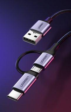 UGREEN Kabel 2in1 USB - Micro USB / USB Typ C Kabel 1m schwarz USB-Kabel