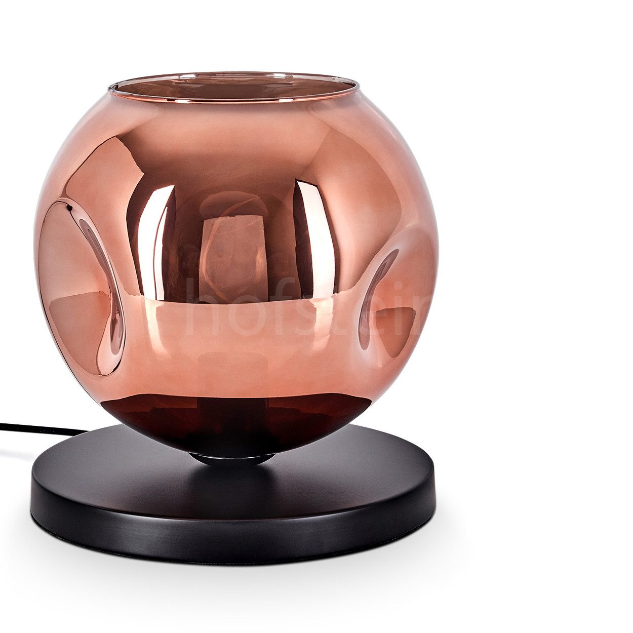 Tischleuchte Tischlampe aus Metall/Glas in Schwarz/Kupferfarben