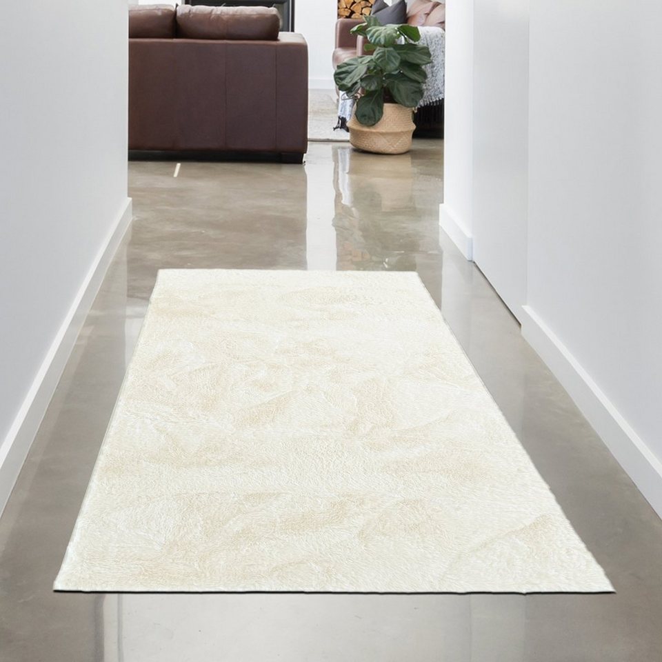 Teppich Kunstkaninchenfell Wohnzimmer Dekoteppich schön weich • creme,  Carpetia, rechteckig, Höhe: 11 mm