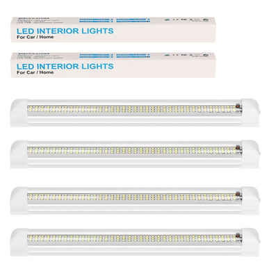 LETGOSPT LED Lichtleiste 2x LED Innenlichtleiste 108 LEDs, 12V LED Leuchtet Auto Beleuchtung, LED fest integriert, ‎Kaltweiß, für Auto Wohnmobile LKW Van Fahrzeugwartung Beleuchtung