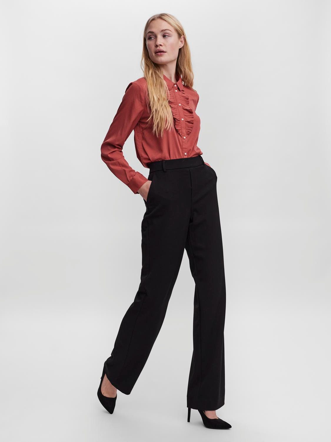 Vero Moda Anzughose VMMAYA MR STRAIGHT SOLID PANT Materialmix, mit Stretch, mide rise, straight fit